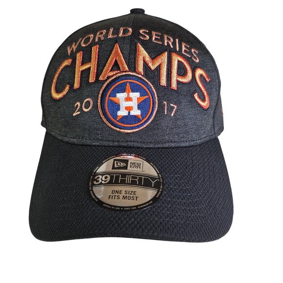 New Era 39THIRTY Houston Astros 2017 World Series Champs Hat OSFM Black Gray - Picture 1 of 11